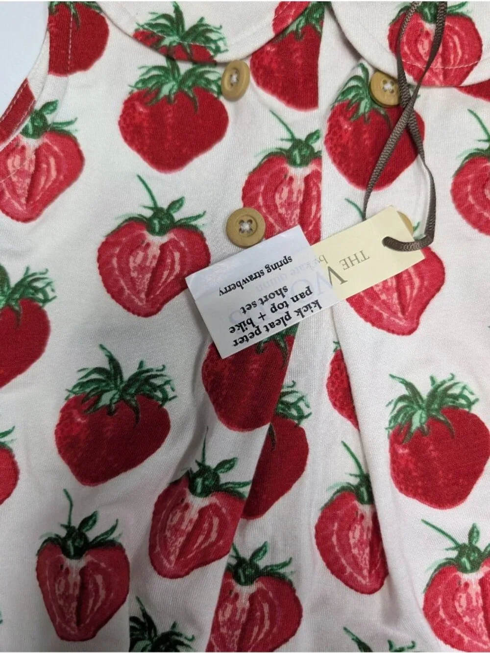 Kate Quinn Modal The Woods Spring Strawberries Kickpleat Top Bike Shorts 18-24